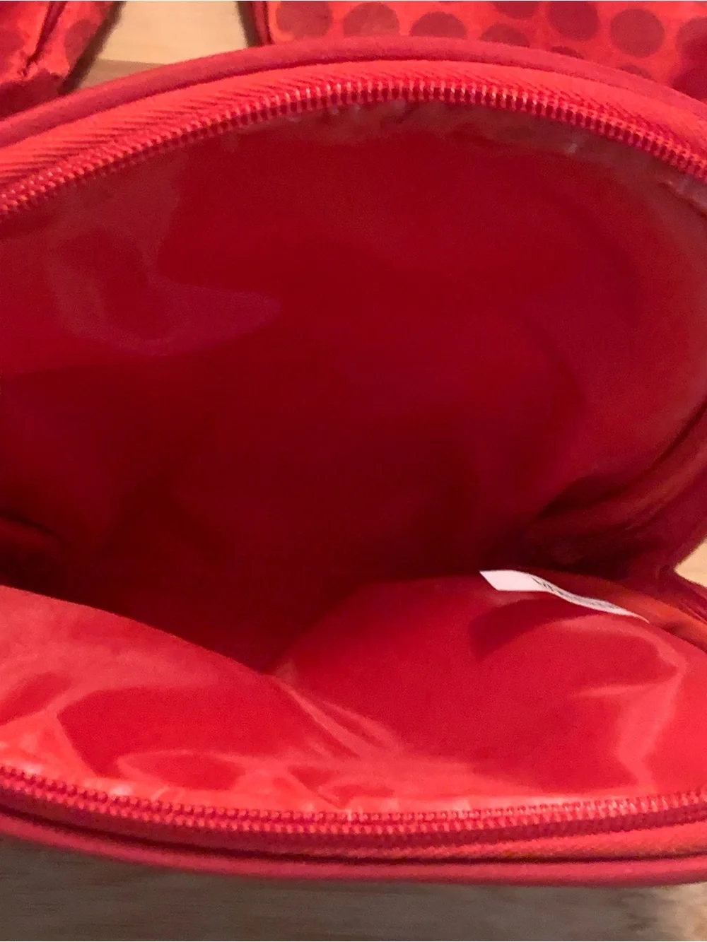 Macy's Red Satin Polka Dot Cosmetic Pouch - Set of 3